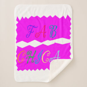 FAB CHICA logo emboidered look lipstick pink Sherpa Blanket