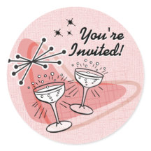 Fab Fifties Wedding Engagement Shower Stickers