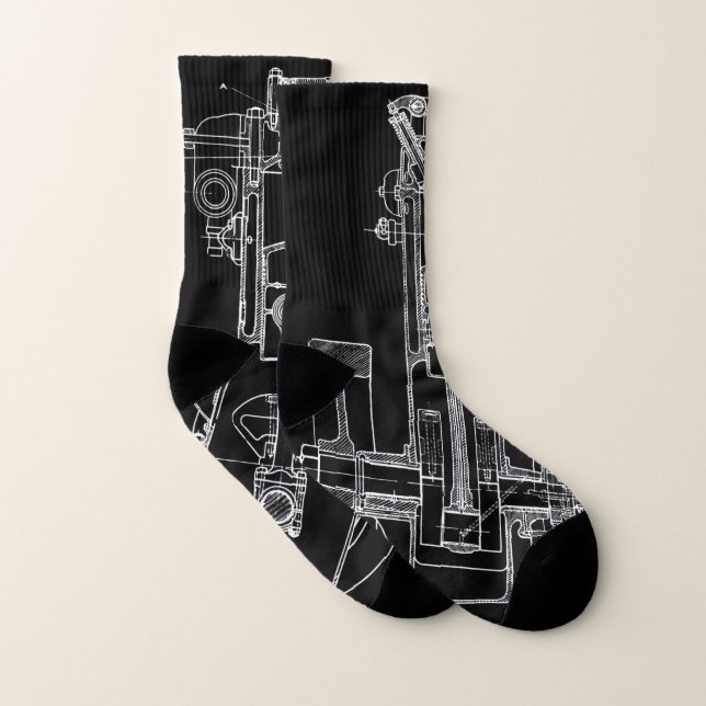 FaB MeChaNiCal DrAwinG BlUEpRiNT BlAcK AnD WhITe! Socks (Pair)
