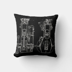 FaB MeChaNiCal DrAwinG BlUEpRiNT BlAcK AnD WhITe! Throw Pillow