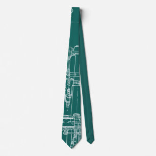 FaB MeChaNiCal DrAwinG BlUEpRiNT gReeN  AnD WhITe! Tie