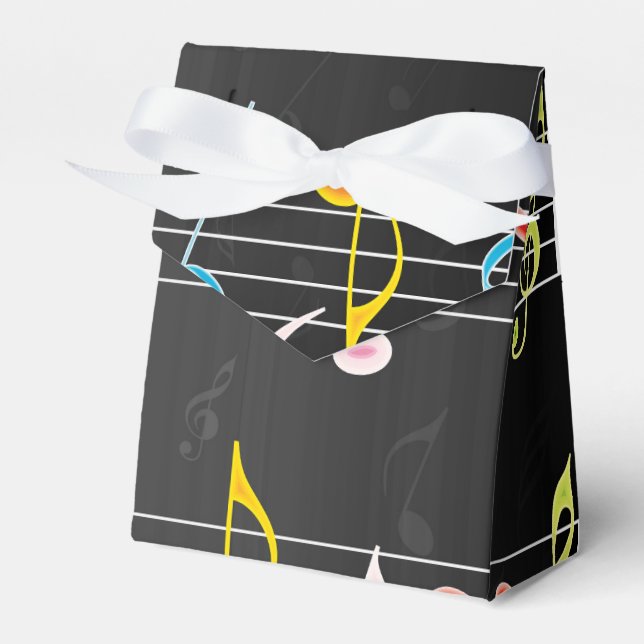 Fab Music Notes on Black Favor Box (Front Side)