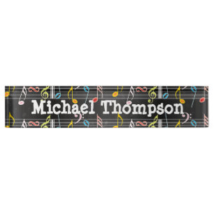 Fab Music Notes on Black, Musican Gift Nameplate