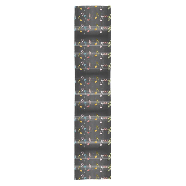 Fab Music Notes on Black Short Table Runner (Front)