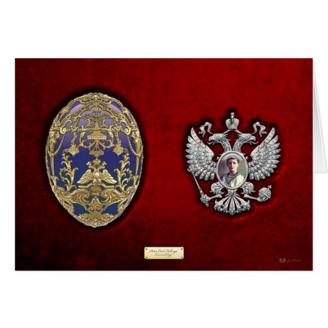 Faberge Oeuf Tsarevich avec surprise sur Velvet ro (Devant horizontal)