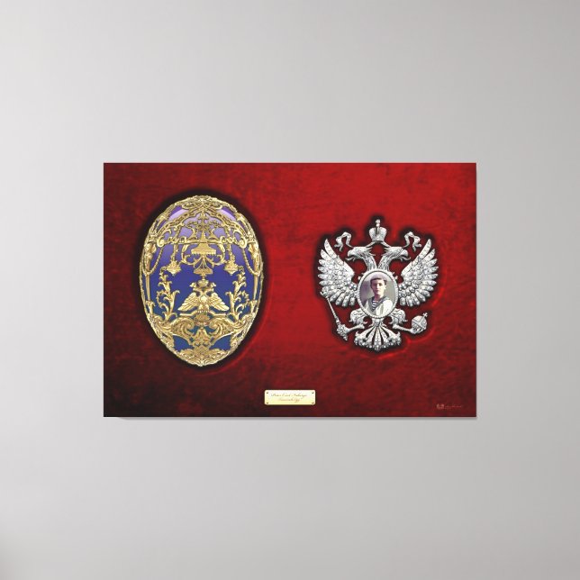 Faberge Tsarevich Egg with Surprise on Red Velvet Canvas Print (Front)