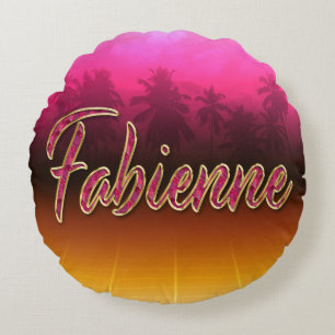 Fabienne Vorname Name golden pink Kissen Round Pillow