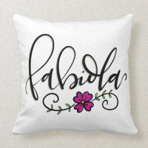 Fabiola, hand lettered throw pillow
