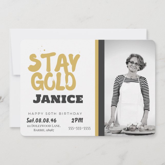 Fabolous Gold Golden 50th Personalized Invitation (Front)