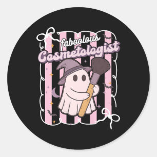 Faboolous Cosmetologist Artist Makeup Cute Ghost H Classic Round Sticker