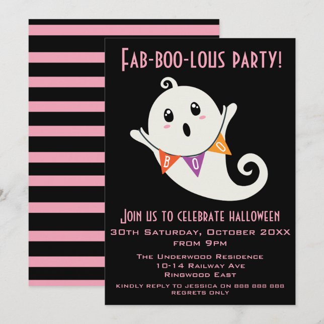 FABOOLOUS HALLLOWEEN PARTY INVITATION (Front/Back)