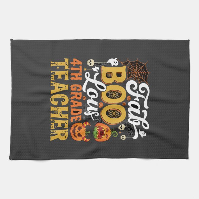 Faboolous Halloween 4th Grade Teacher Kitchen Towel (Horizontal)