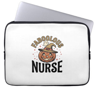 Faboolous Nurse Halloween Pumpkin Vintage Shirt De Laptop Sleeve