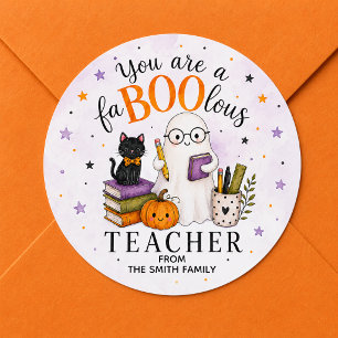 FaBOOlous Teacher Halloween Classic Round Sticker