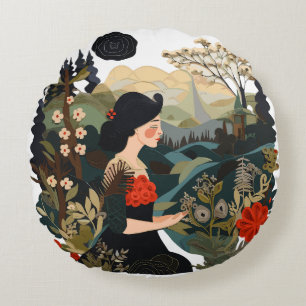 Fabric and Creativity Round Pillow