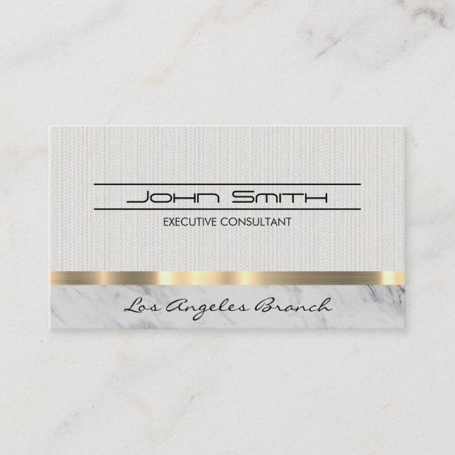 Fabric and Marble with Metallic Trim Business Card (Front)