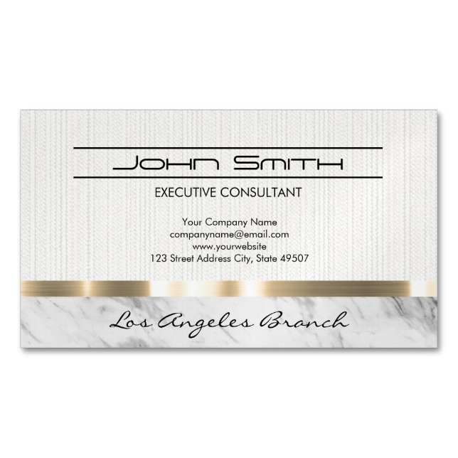 Fabric and Marble with Metallic Trim Magnetic Business Card (Front)