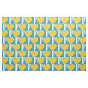 Fabric, blue with yellow hearts fabric