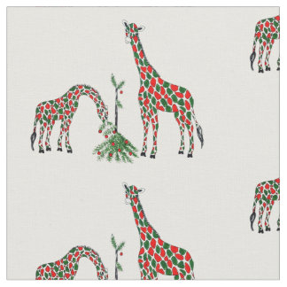 Fabric-Christmas Giraffes Fabric