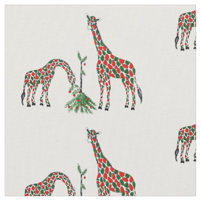 Fabric-Christmas Giraffes Fabric (Close Up)