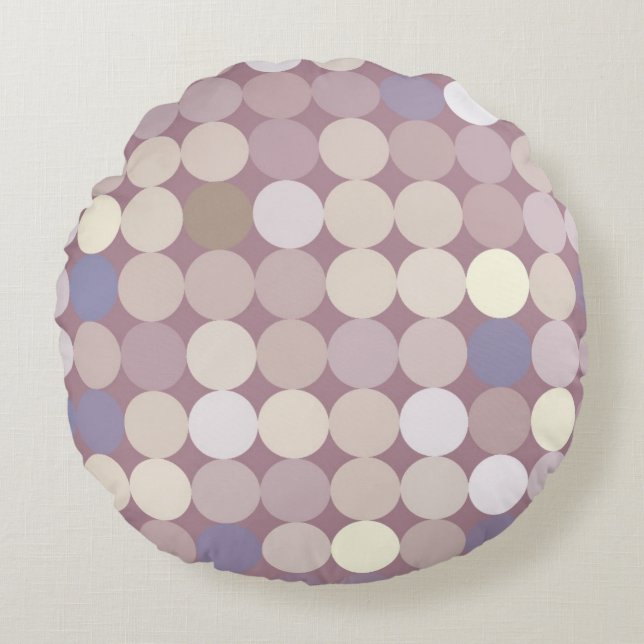 Fabric circles abstract pattern round pillow (Front)