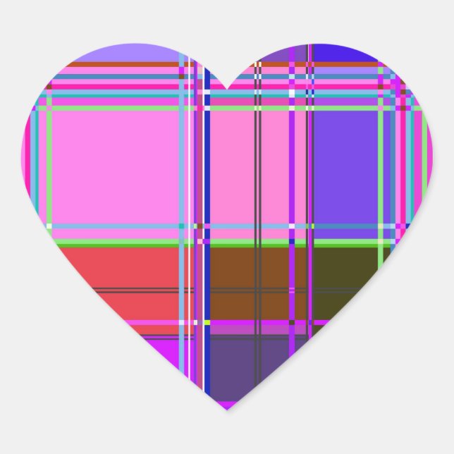 Fabric Cloth Colours Squares Heart Sticker (Front)