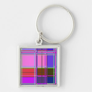 Fabric Cloth Colours Squares Keychain