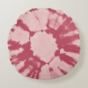 Fabric cotton tie dye pattern abstract backgrounda round pillow