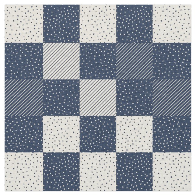 Fabric - Crazy Buffalo Check in Blue and Cream (Close Up)