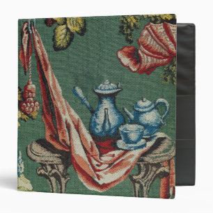 Fabric depicting a chocolate pot and a teapot binder