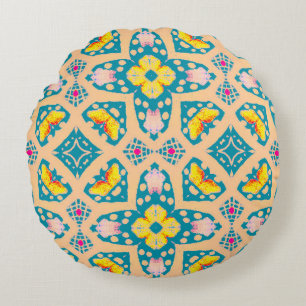 Fabric Design. Inca Fashion Illustration. Lisbon M Round Pillow