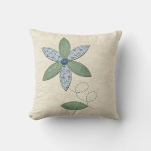 Fabric Flower Throw Pillow
