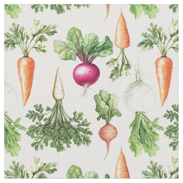 Fabric in Harvest vegetables white (Close Up)