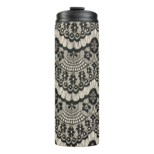 Fabric lace openwork. Fabric lace floral ornament Thermal Tumbler
