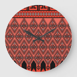 Fabric patterns: blue background decoration. large clock