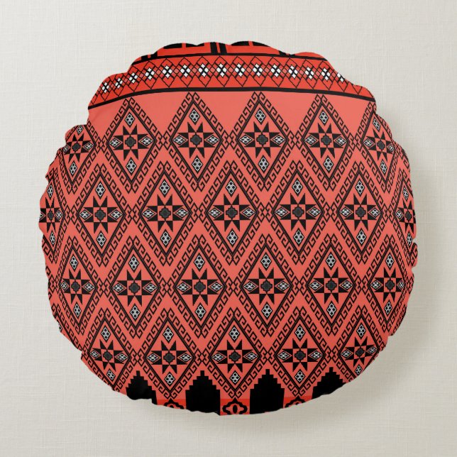 Fabric patterns: blue background decoration. round pillow (Front)