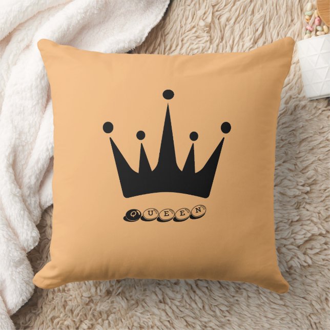 Fabric  Polyester  Custom Queen Text Black Crown  Throw Pillow (Blanket)