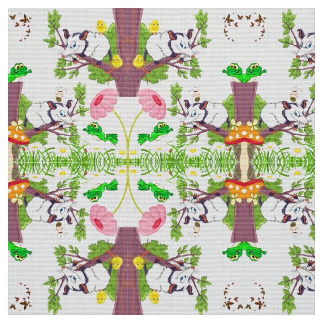 Fabric, Possum Chicks Frog Floral  Fabric (Swatch)