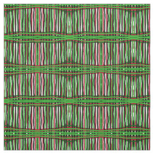Fabric - Red/Green/Black/White Weave