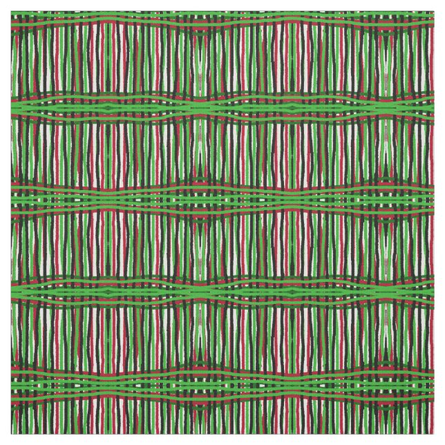 Fabric - Red/Green/Black/White Weave (Swatch)