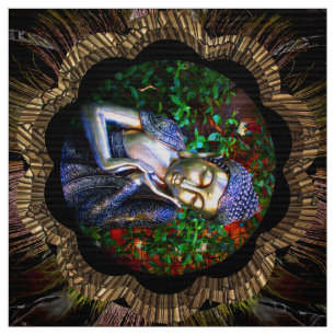 Fabric   Silver Sleeping Buddha Collage