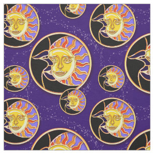 FABRIC SOLAR ECLIPSE SUN & MOON WATERCOLOR