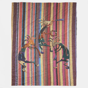 Fabric Stripes Pattern coloured I + KOKOPELLI Fleece Blanket