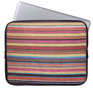 Fabric Stripes Pattern coloured I + your ideas Laptop Sleeve