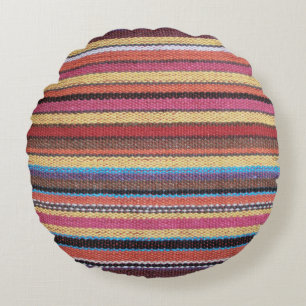 Fabric Stripes Pattern coloured I + your ideas Round Pillow