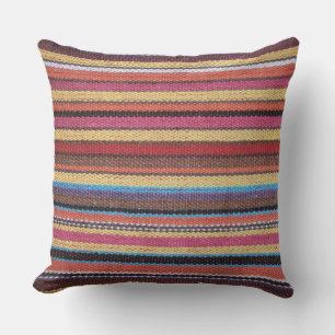 Fabric Stripes Pattern coloured I + your ideas Throw Pillow
