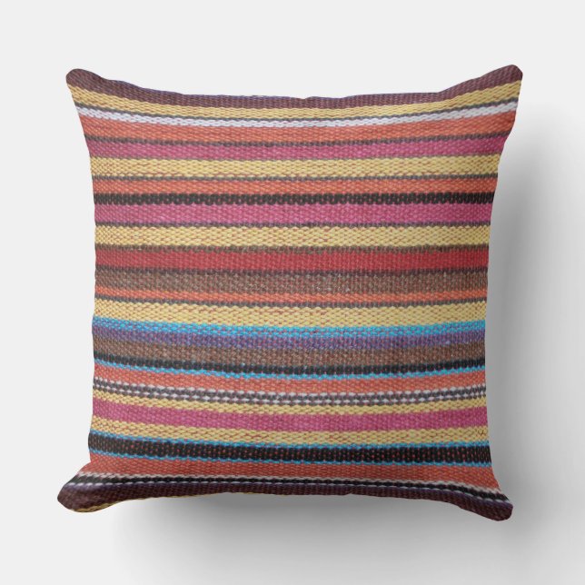 Fabric Stripes Pattern coloured I + your ideas Throw Pillow (Front)