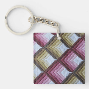 Fabric Tartan Square (single-sided) Keychain
