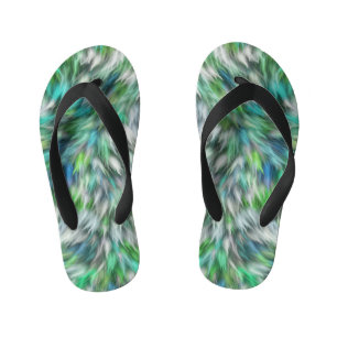 Fabric Texture Green Fur Design-68745 Kid's Flip Flops