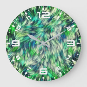 Fabric Texture Green Fur Design-68745 Large Clock